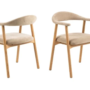 2x Scandi line eikenhouten stoel met armleuningen, gestoffeerd Danny beige 3 2x Scandi line eikenhouten stoel met armleuningen, gestoffeerd Danny beige 3