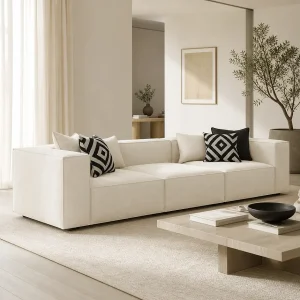Bank 310cm GALA recht modulair Kleur Blanc Cassé Bank 310cm GALA recht modulair Kleur Blanc Cassé