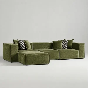 Bank 310cm GALA + POUF Kleur Vert Olive Bank 310cm GALA + POUF Kleur Vert Olive