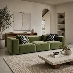 Bank 310cm GALA recht modulair Kleur Vert Olive Bank 310cm GALA recht modulair Kleur Vert Olive