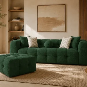 Bank LUNA + Pouf Kleur Vert Bank LUNA + Pouf Kleur Vert