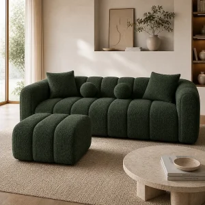 Bank LONDON + Pouf Kleur Vert Cèdre Bank LONDON + Pouf Kleur Vert Cèdre