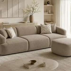 Bank New-York + Pouf Kleur Sable Nomade Bank New-York + Pouf Kleur Sable Nomade