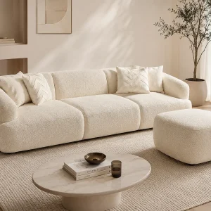 Bank New-York + Pouf Kleur Ecru Mousse Bank New-York + Pouf Kleur Ecru Mousse