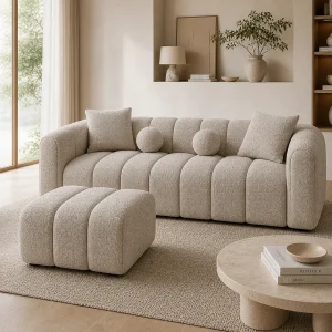 Bank LONDON + Pouf Kleur Sable Nomade Bank LONDON + Pouf Kleur Sable Nomade