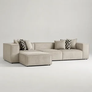 Bank 310cm GALA + POUF Kleur Beige Bank 310cm GALA + POUF Kleur Beige
