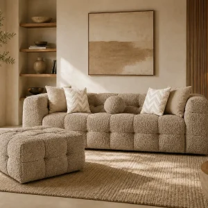 Bank LUNA + Pouf Kleur Sable Nomade Bank LUNA + Pouf Kleur Sable Nomade