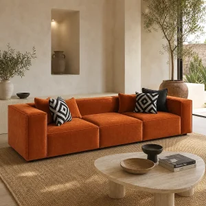 Bank 310cm GALA recht modulair Kleur Terracotta Bank 310cm GALA recht modulair Kleur Terracotta