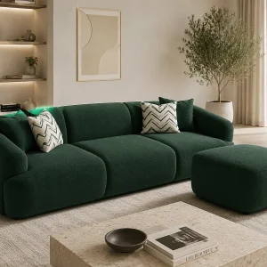 Bank New-York + Pouf Kleur Vert cèdre Bank New-York + Pouf Kleur Vert cèdre
