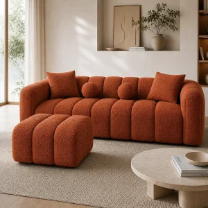 Bank LONDON + Pouf Kleur Terracotta Bank LONDON + Pouf Kleur Terracotta