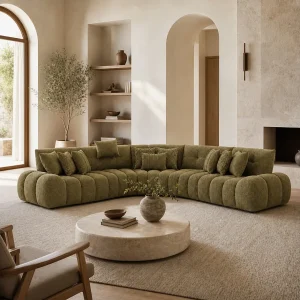 Bank ASSOUAN 450cm boogvorm Kleur Vert Olive Bank ASSOUAN 450cm boogvorm Kleur Vert Olive