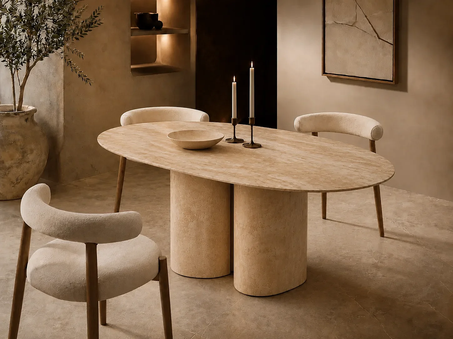 ATLAS eettafel in Travertijn Premium