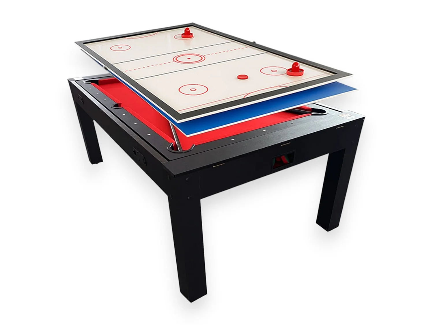 7 FT Red Air Hockey Multi-Game Biljarttafel + Tennistafel + Tafelblad – Rocket
