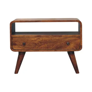 Artisan Furniture Mini gebogen tv-meubel van massief kastanjehout Artisan Furniture Mini gebogen tv-meubel van massief kastanjehout