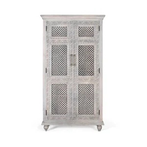 Kast 2 portes en bois de manguier massief en afwerking vieillie