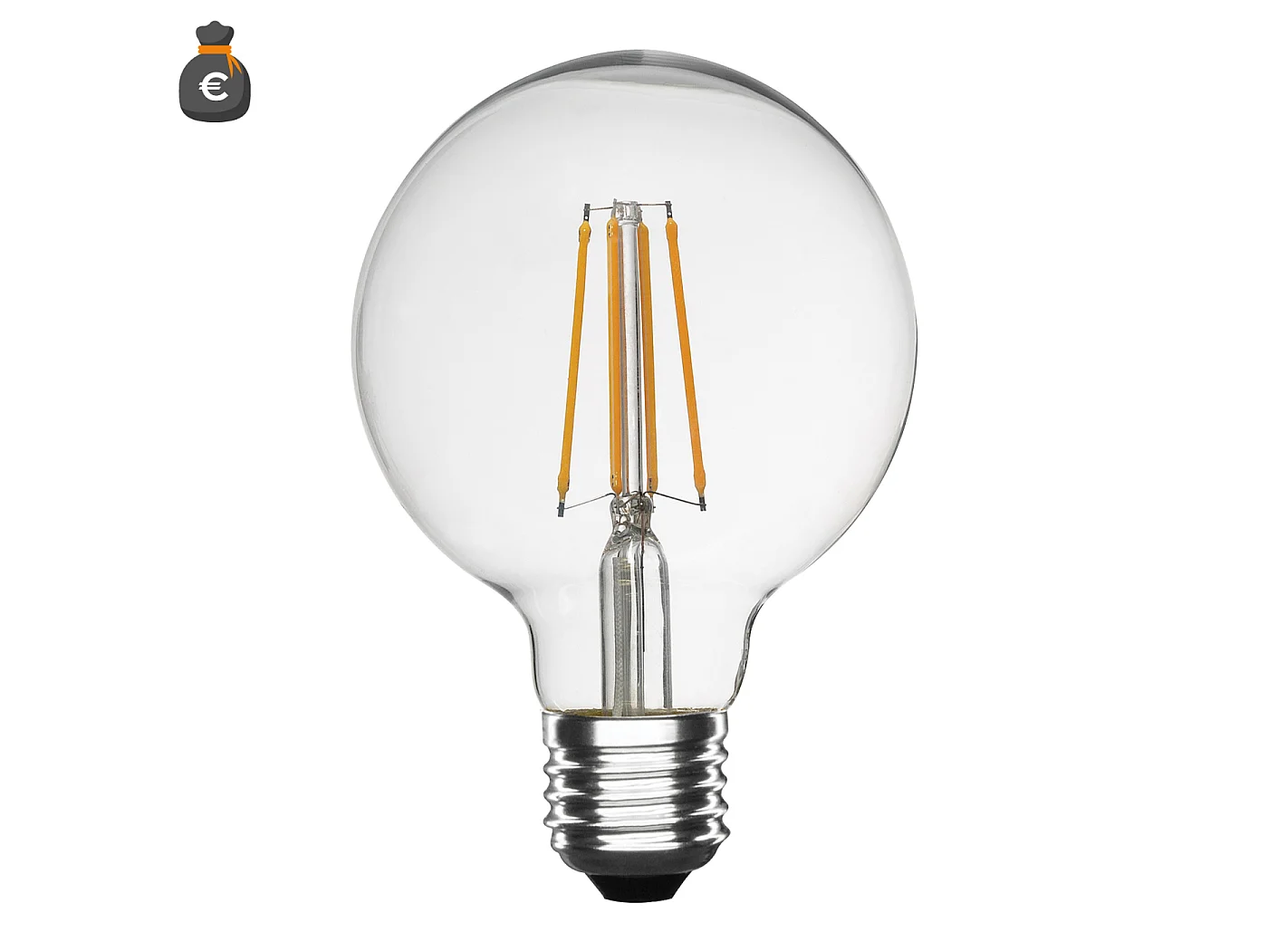 Alcapower G125 Globe LED-lamp Transparant Filament 12W 1850lm 6000K E27 Koud Licht Ø125x175mm Klasse D Efficiënt en Duurzaam G125Fil