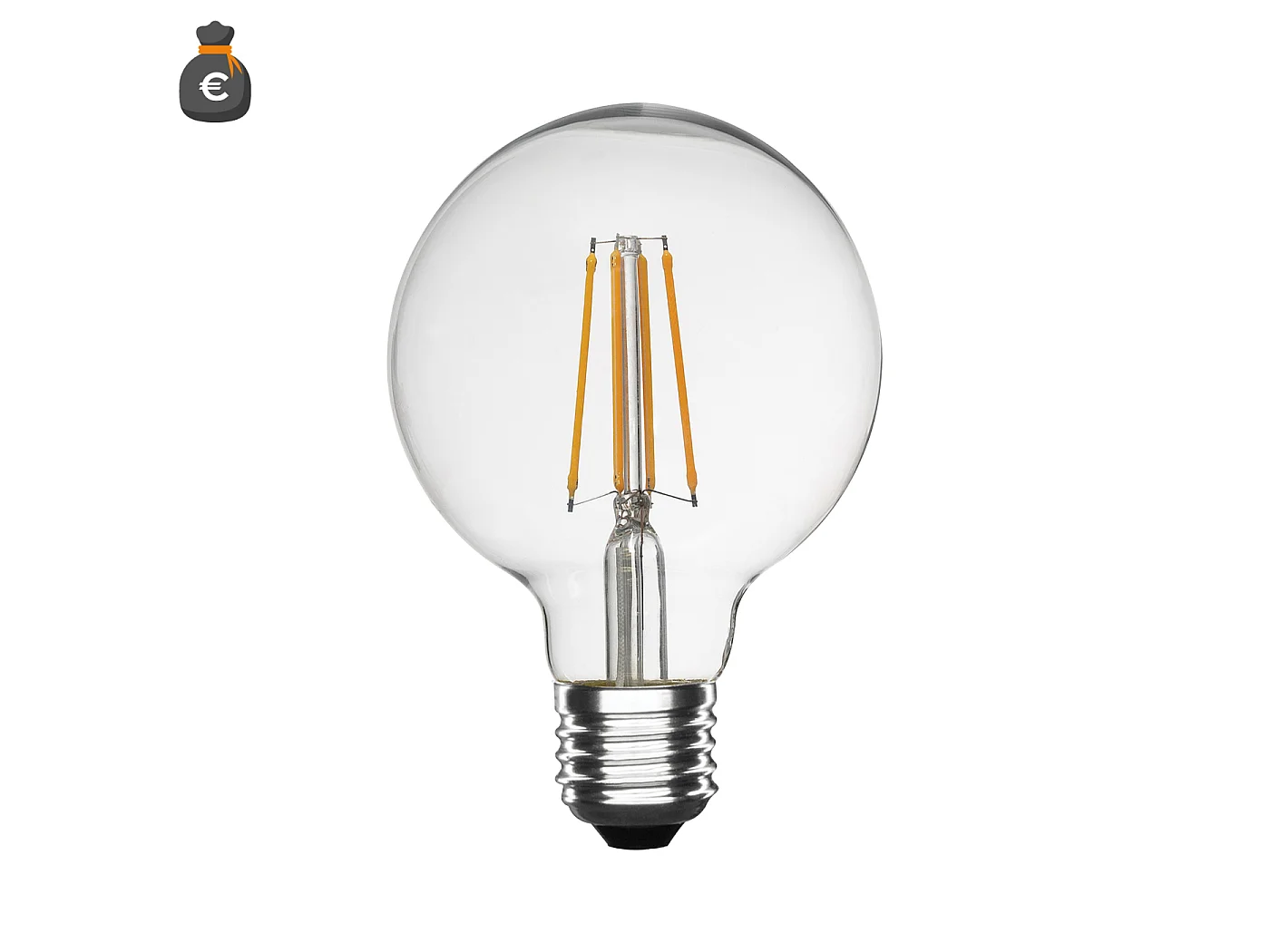 Alcapower LED Globe G95 Gloeidraad Transparant 12W 1850lm E27 Koud Licht 6000K, Hoge Energie-efficiëntie, Levensduur 25000 Uur, Klasse D
