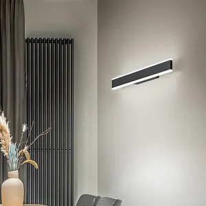 32W lineaire LED-wandlamp 81,5 cm in zwart aluminium met 3000K/4000K/6000K kleurtemperatuurselector en satijnen diffuser – Perenz