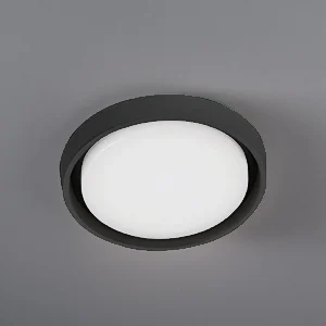 Alu LED wand- en plafondlamp, modern design in gegoten aluminium, donkergrijze kleur, diameter 27 cm, IP54-bescherming voor buitengebruik. Alu LED wand- en plafondlamp, modern design in gegoten aluminium, donkergrijze kleur, diameter 27 cm, IP54-bescherming voor buitengebruik.