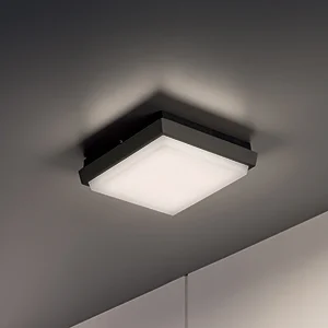 Alu wand- en plafondlamp van gegoten aluminium, donkergrijs, 10W LED, IP54, 3000K, 1249 lumen, modern vierkant ontwerp, 17,5 x 17,5 x 4,5 cm Alu wand- en plafondlamp van gegoten aluminium, donkergrijs, 10W LED, IP54, 3000K, 1249 lumen, modern vierkant ontwerp, 17,5 x 17,5 x 4,5 cm