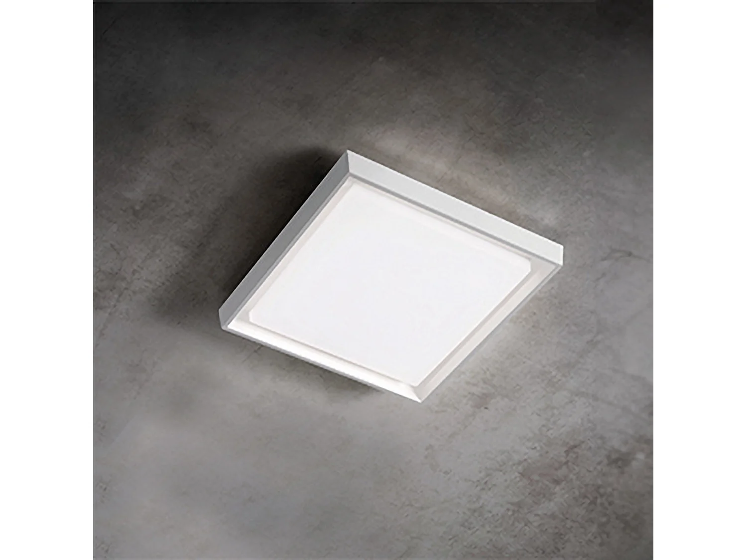 Alu wand- en plafondlamp in wit gelakt aluminium, 25W LED, 3000K, IP54, modern vierkant ontwerp 27x27 cm, geschikt voor binnen- en buitengebruik.