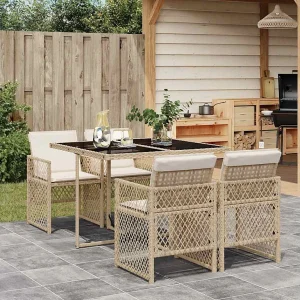 5-delige Tuinset met kussens poly rattan beige 5-delige Tuinset met kussens poly rattan beige