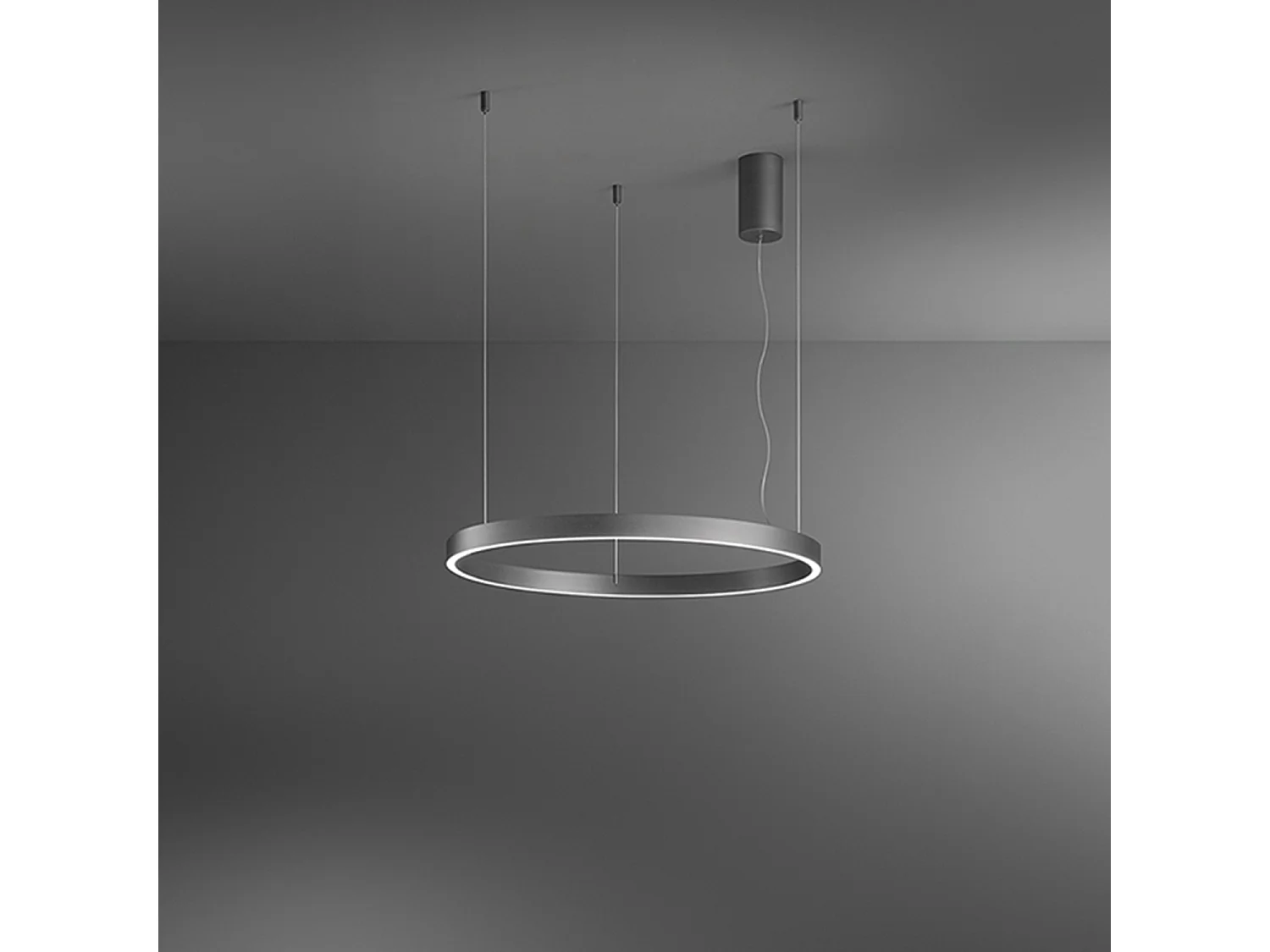 8284 Serie LED Hanglamp, Metalen en Aluminium Frame, Modern Metallic Grijs Design, 87W Dimbaar, Diameter 100cm - Perenz