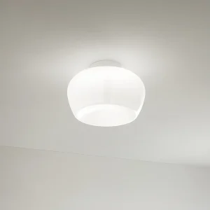 10S48532 serie witte glazen hanglamp met LED-verlichting, 20W 3000K, dimbaar, mat wit metalen frame, diameter 38 cm – Perenz