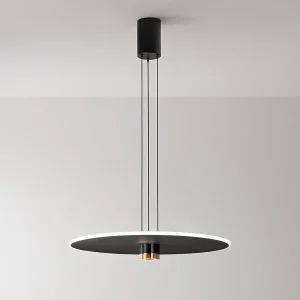 50W LED-hanglamp, modern design, matzwart en geborsteld goudkleurig metaal, satijnen diffuser, dimbaar, diameter 70 cm – Perenz 50W LED-hanglamp, modern design, matzwart en geborsteld goudkleurig metaal, satijnen diffuser, dimbaar, diameter 70 cm – Perenz