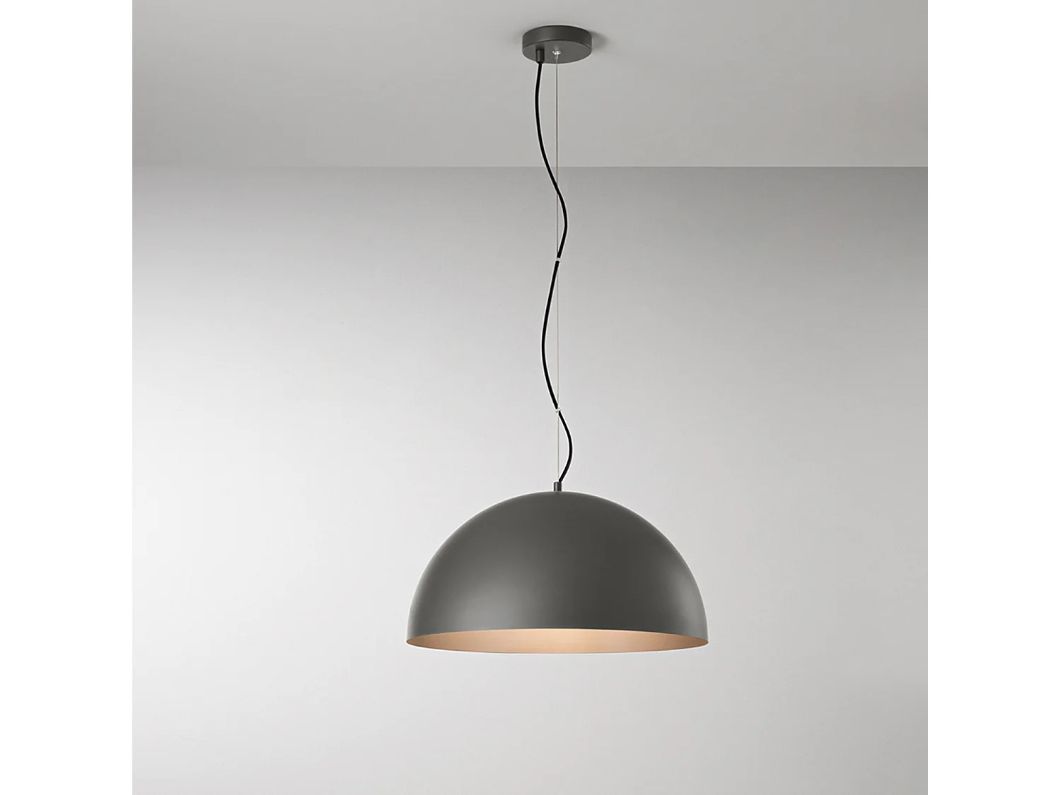 10S48560 GR Metalen hanglamp, metallic grijs en metallic bruin stalen frame, diameter 50 cm, E27 fitting, 60W - Perenz
