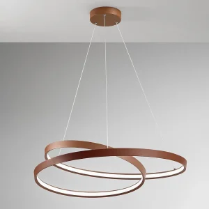 55W ronde LED-hanglamp met CCT-dimfunctie, mat kaneelkleurig metalen frame, in hoogte verstelbaar, modern design – Perenz 55W ronde LED-hanglamp met CCT-dimfunctie, mat kaneelkleurig metalen frame, in hoogte verstelbaar, modern design – Perenz
