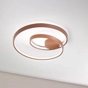 55W ronde LED-plafondlamp in mat kaneelkleurig metaal – Diameter 60 cm, dimbaar, modern design voor binnenverlichting – Perenz