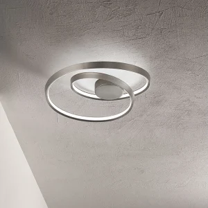 55W ronde LED-plafondlamp in geborsteld grijs metaal – Diameter 60 cm, dimbaar, modern design voor binnenverlichting – Perenz