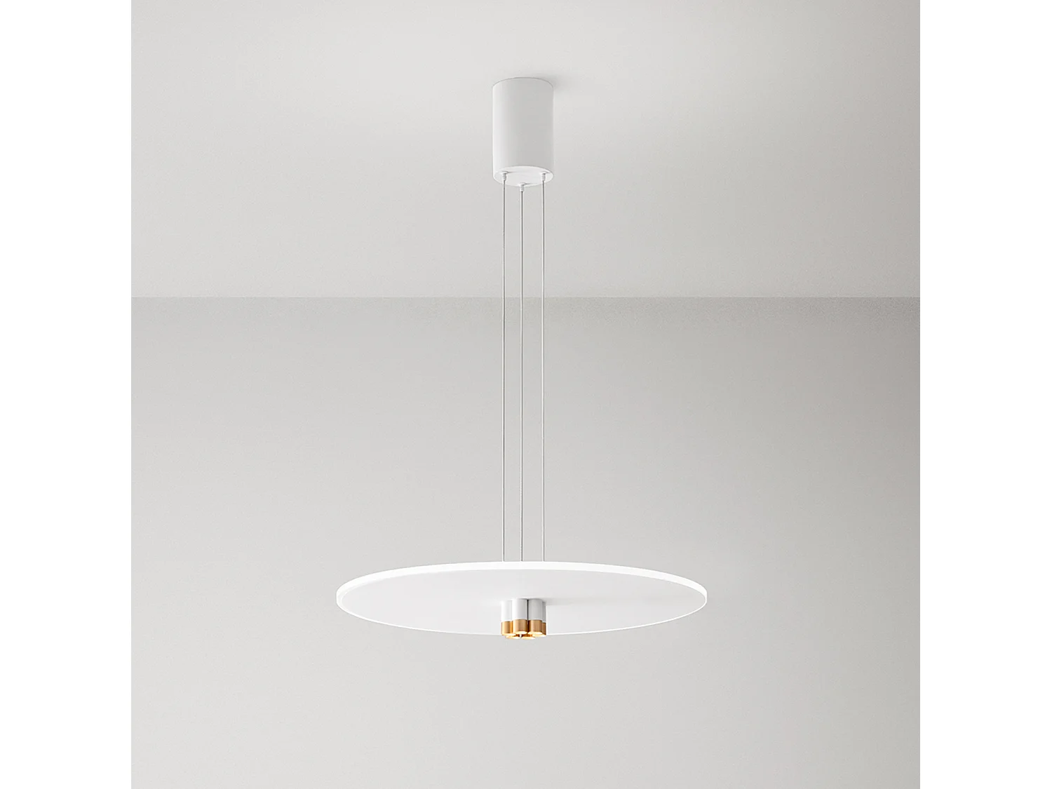 50W LED-hanglamp, modern design, mat wit en geborsteld goudkleurig metaal, satijnen diffuser, dimbaar, diameter 70 cm - Perenz