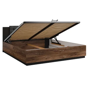 Beddenkast 180×200 inclusief lattenbodem Alec Donker hout en Zwart Beddenkast 180×200 inclusief lattenbodem Alec Donker hout en Zwart