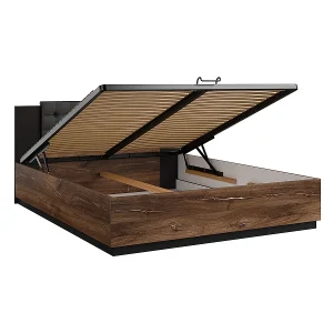 Beddenkast 160×200 inclusief lattenbodem Alec Donker hout en Zwart Beddenkast 160×200 inclusief lattenbodem Alec Donker hout en Zwart