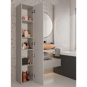 Badkamermeubel -kolomkast met 4 legplanken Creme – 31x30x174cm Badkamermeubel -kolomkast met 4 legplanken Creme – 31x30x174cm