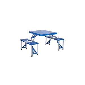 4-persoons campingtafel met bank – Opvouwbaar – Blauw 4-persoons campingtafel met bank – Opvouwbaar – Blauw