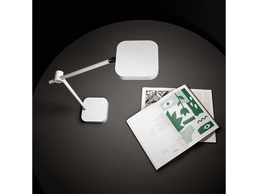 8W LED-tafellamp met aanraakbediening en USB-poort, modern design in wit kunststof, traploos dimbaar, hoogte 37 cm - Perenz