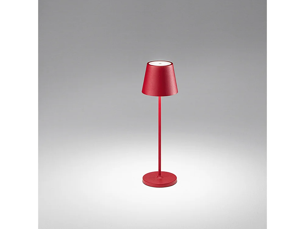 2W 3000K oplaadbare IP54 LED-tafellamp, 8124-serie, rood, modern metalen ontwerp, dimbaar via aanraakbediening - Perenz