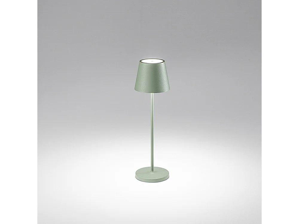 2W 3000K oplaadbare IP54 LED-tafellamp serie 8124 saliegroen, modern metalen design, dimbaar met aanraakbediening - Perenz