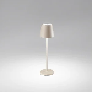 2W 3000K oplaadbare IP54 LED-tafellamp, 8124-serie, zandkleur, modern metalen design, aanraakdimbaar – Perenz