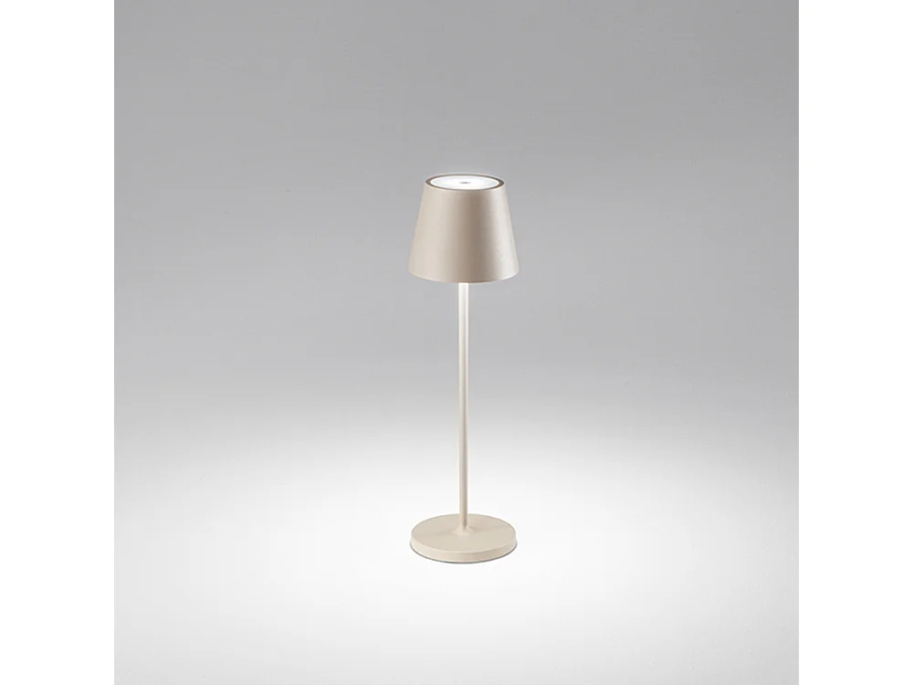 2W 3000K oplaadbare IP54 LED-tafellamp, 8124-serie, zandkleur, modern metalen design, aanraakdimbaar - Perenz