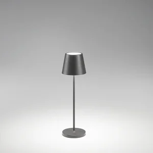 2W 3000K oplaadbare IP54 LED-tafellamp, 8124-serie, donkergrijs, modern metalen design, aanraakdimbaar – Perenz