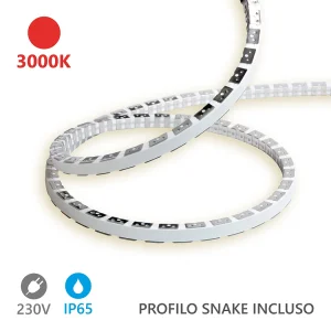 Alcapower Snake Flex LED-strip 5m 230V 12W/m 3000K IP65 Warm Licht, Flexibele Siliconen met 120 LED/m voor Binnenverlichting Alcapower Snake Flex LED-strip 5m 230V 12W/m 3000K IP65 Warm Licht, Flexibele Siliconen met 120 LED/m voor Binnenverlichting