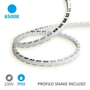 Alcapower Snake Flex LED-strip 5m IP65 12W/m 6500K 120 LED/m, 230V AC voeding, siliconen bescherming, hoge weerstand flexibel. Alcapower Snake Flex LED-strip 5m IP65 12W/m 6500K 120 LED/m, 230V AC voeding, siliconen bescherming, hoge weerstand flexibel.