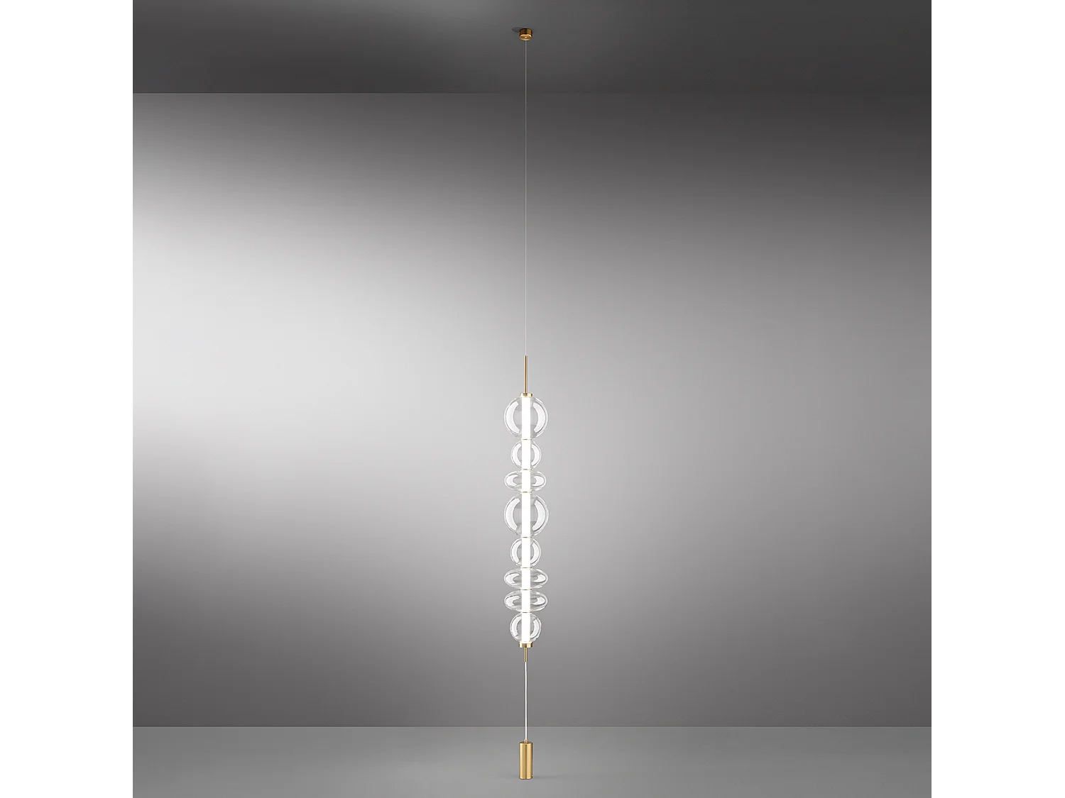 8165 Serie LED Vloerlamp in Geborsteld Goud, Metalen Frame en Helder Borosilicaatglas, Verstelbare Hoogte, 37W, 3000K - Perenz