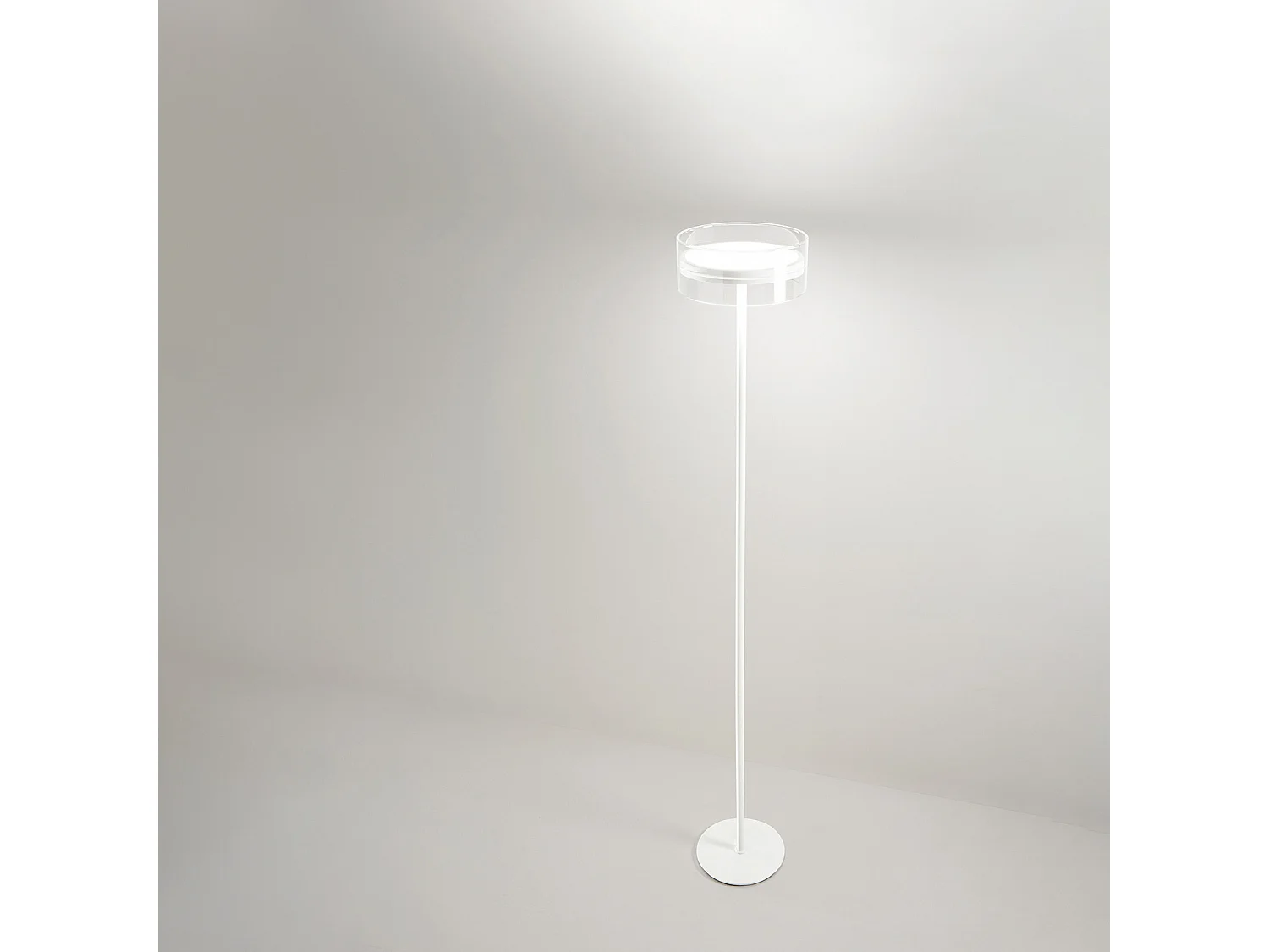 20W LED-staande lamp, dubbele lichtbundel, metalen en aluminium frame, borosilicaatglas, matwitte afwerking, hoogte 180 cm - Perenz