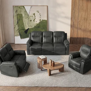 3+Tweezits relaxbank en relaxfauteuilEVASION van leer – grijs 3+Tweezits relaxbank en relaxfauteuilEVASION van leer – grijs