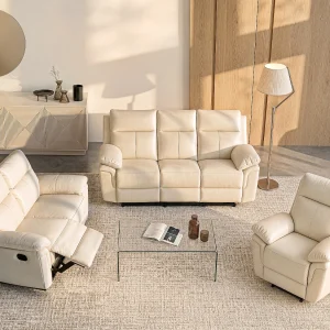 3+2 zits relaxbank & -fauteuil leer PAKITA – Ivoor – Koop